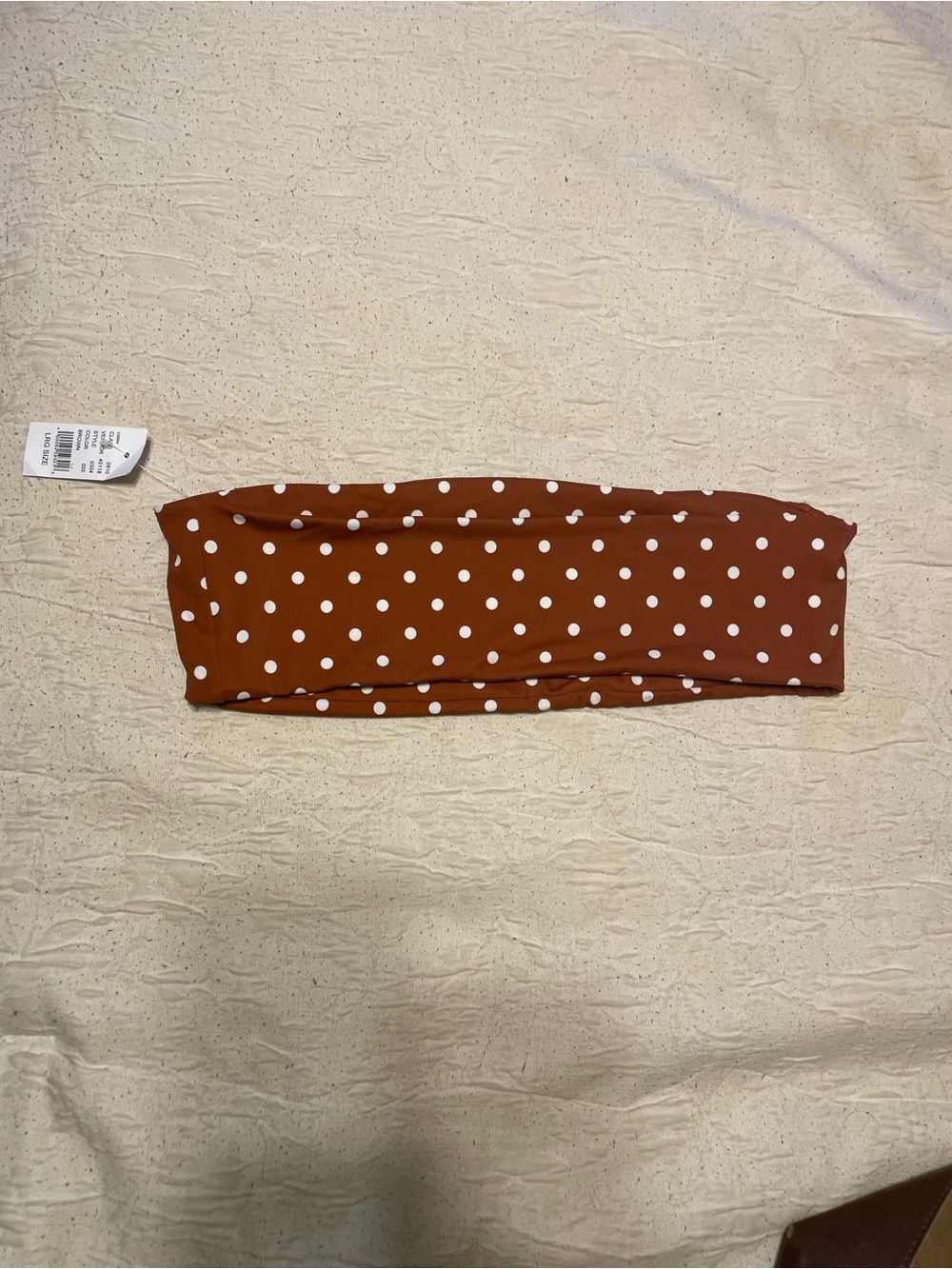 PacSun L.A. Hearts Brown & White Polka Dot Bandeau Bikini Top Large NWT